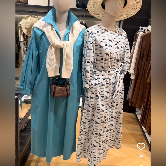 NWT MAX MARA Poplin Midi Dress Size:Medium US6 Light Blue Spring/Summer/Vacation - Picture 3 of 17